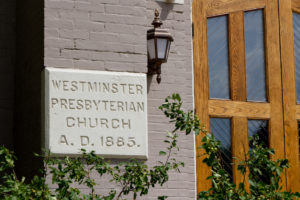 Westminster Presbyterian Church A.D. 1885 plaque