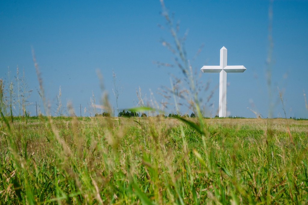 Huge cross in field