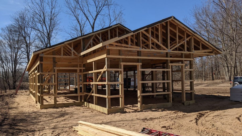 Hanks House at Camp Henry in partially framed state