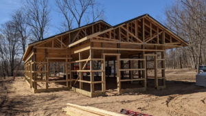 Hanks House at Camp Henry in partially framed state